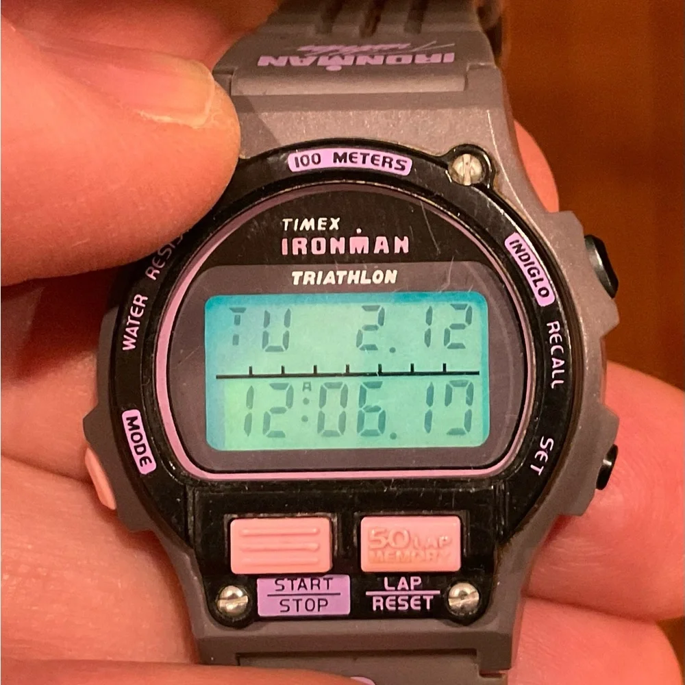 RARE Timex Ironman Triathlon Ladies/Womens Watch Pink/Purple Indiglo Vintage